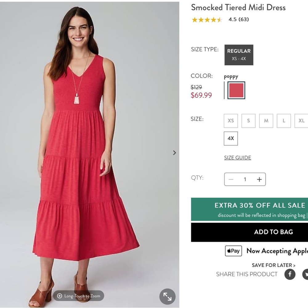 Women's Poppy Smocked Tiered Midi Dress